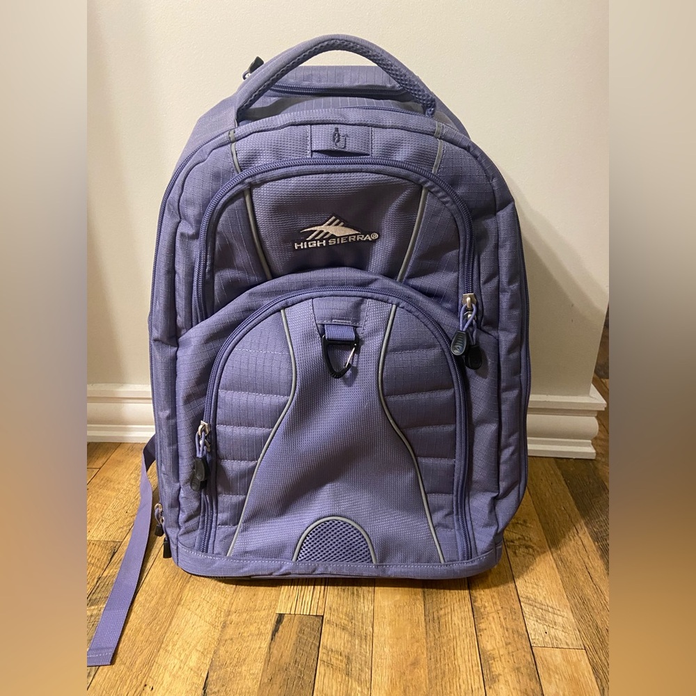 High Sierra Purple Backpack - Multi-Compartment Daypack with laptop sleeve